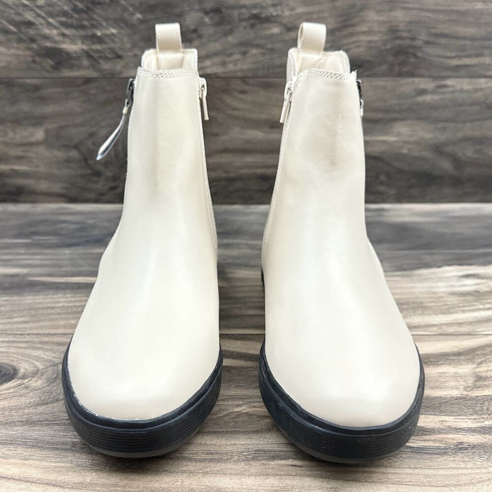 NIB Naturalizer Talise 8.5M Off White Leather Platform Zip Ankle Booties Boots - Picture 5 of 13